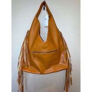 Urban Originals Faux Leather Fringe Hobo Bag Shoulder Bag Tan Boho Purse